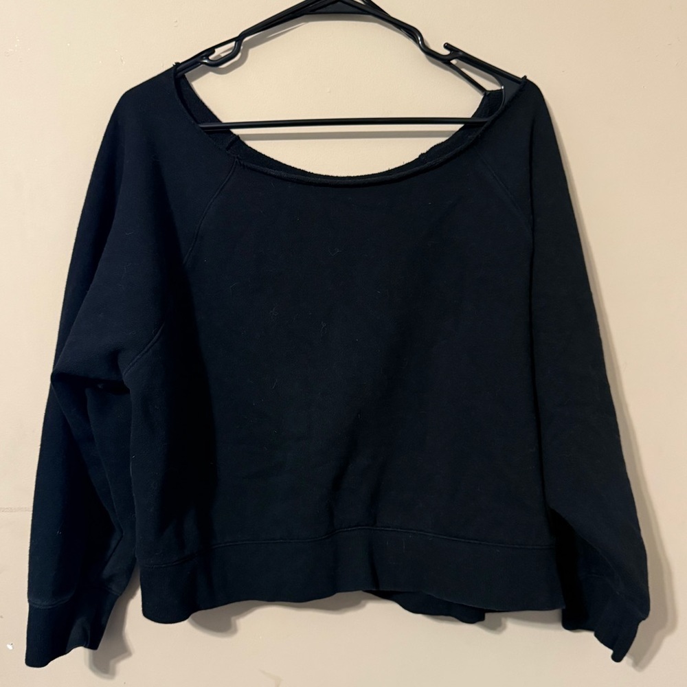 PINK Victoria's Secret Black off-the-shoulder Sweatshirt